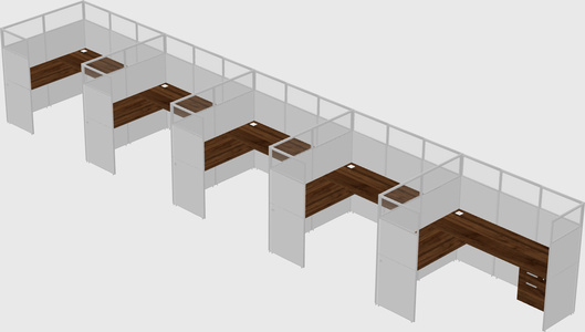 Shared l-shaped cubicle