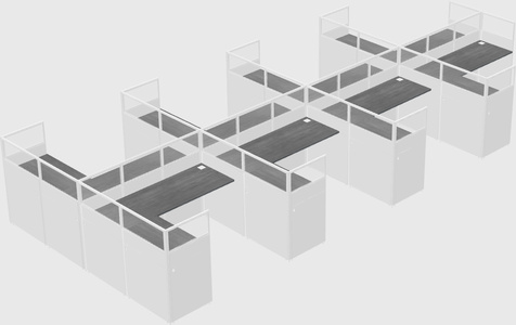 Shared l-shaped cubicle