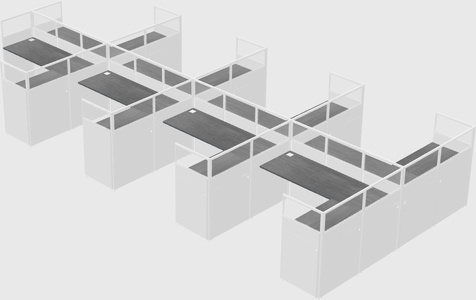 Shared l-shaped cubicle