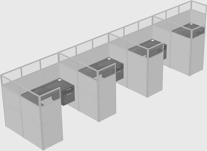 Shared l-shaped cubicle