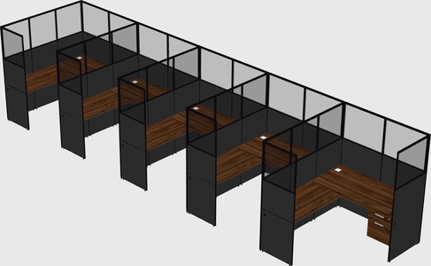 Shared l-shaped cubicle