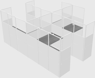 Shared l-shaped cubicle