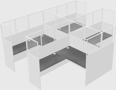 Shared l-shaped cubicle