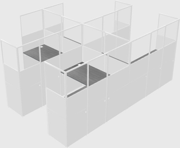 Shared l-shaped cubicle