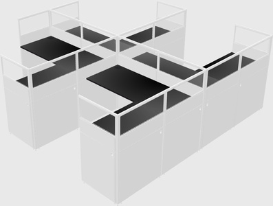 Shared l-shaped cubicle