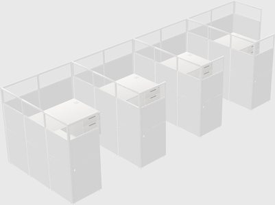 Shared l-shaped cubicle
