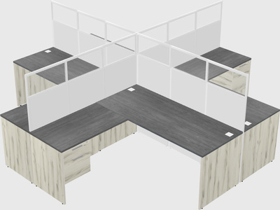 Shared l-shaped cubicles