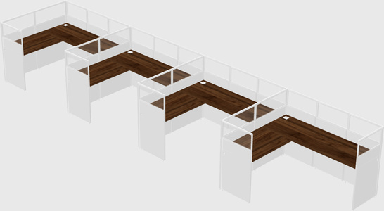 Shared l-shaped cubicle