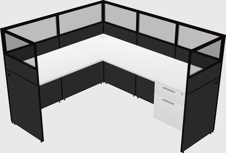 Shared l-shaped cubicle