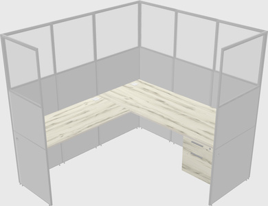 Shared l-shaped cubicle