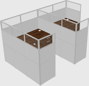 Shared l-shaped cubicle