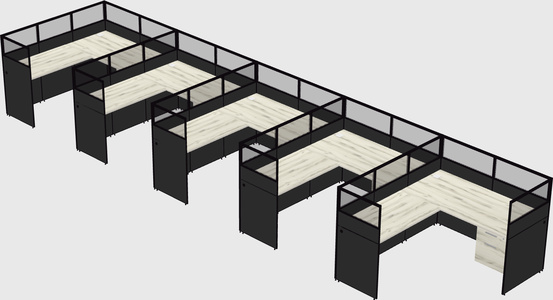 Shared l-shaped cubicle