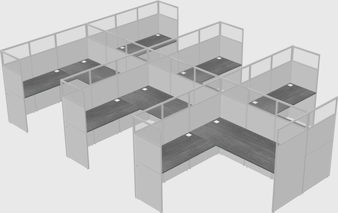 Shared l-shaped cubicle