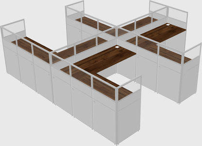 Shared l-shaped cubicle
