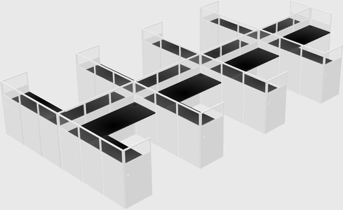 Shared l-shaped cubicle