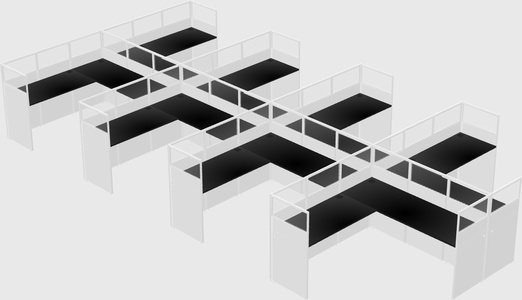 Shared l-shaped cubicle