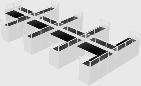 Shared l-shaped cubicle