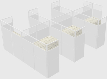 Shared l-shaped cubicle