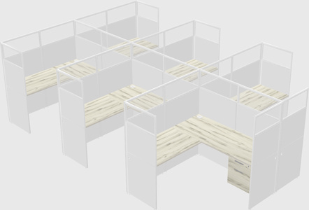 Shared l-shaped cubicle