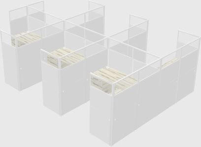 Shared l-shaped cubicle