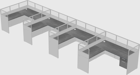 Shared l-shaped cubicle