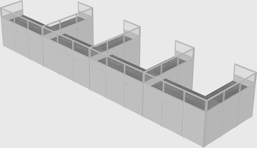 Shared l-shaped cubicle