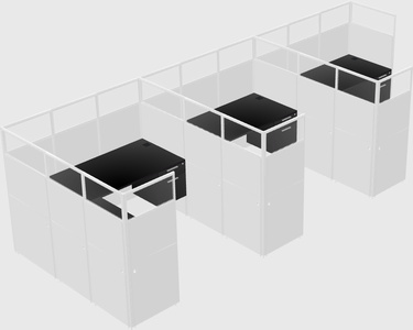Shared l-shaped cubicle