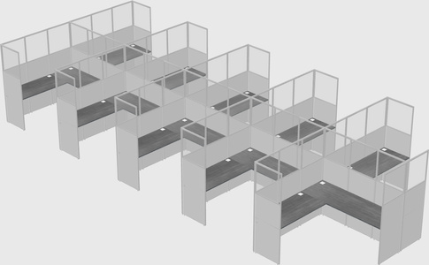Shared l-shaped cubicle