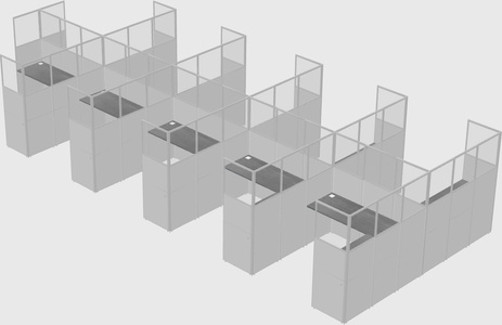 Shared l-shaped cubicle