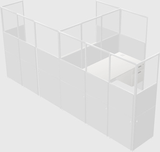 Shared l-shaped cubicle
