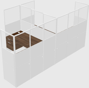 Shared l-shaped cubicle