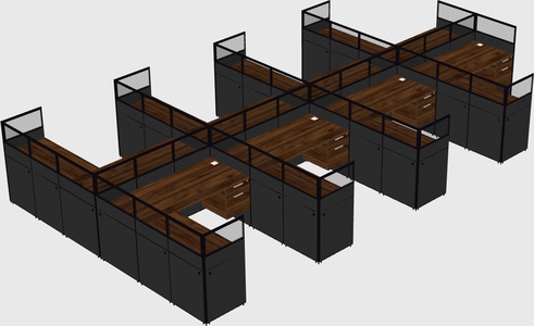 Shared l-shaped cubicle