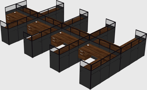 Shared l-shaped cubicle