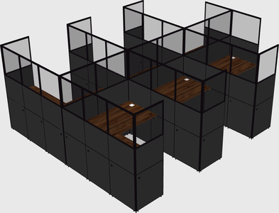Shared l-shaped cubicle