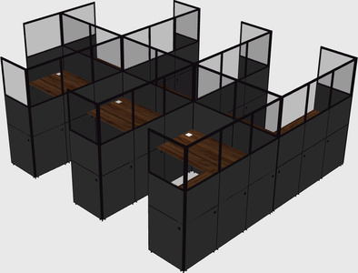 Shared l-shaped cubicle