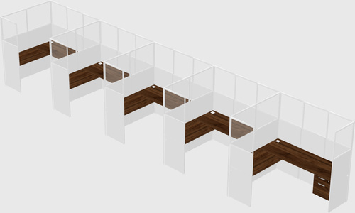 Shared l-shaped cubicle