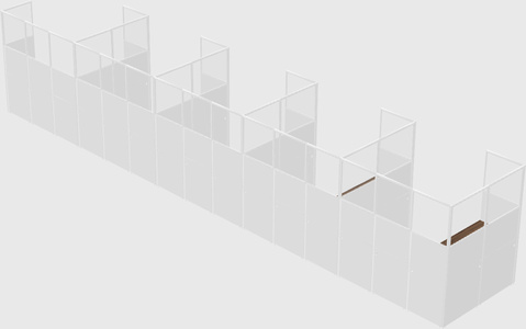 Shared l-shaped cubicle