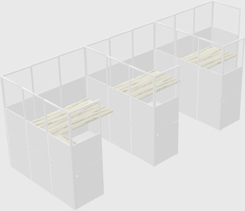 Shared l-shaped cubicle