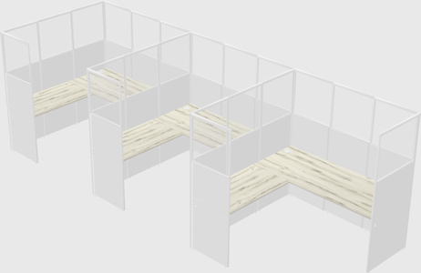 Shared l-shaped cubicle