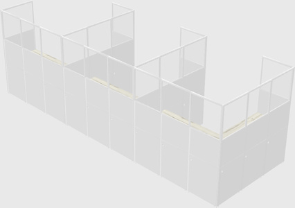 Shared l-shaped cubicle