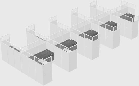 Shared l-shaped cubicle