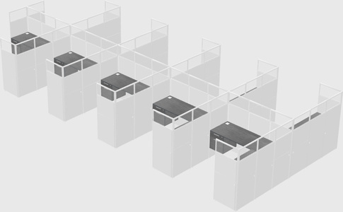 Shared l-shaped cubicle