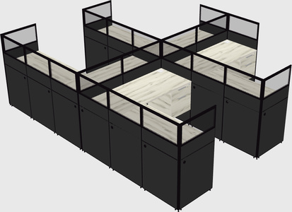 Shared l-shaped cubicle