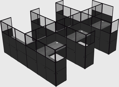 Shared l-shaped cubicle