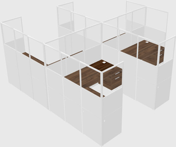 Shared l-shaped cubicle