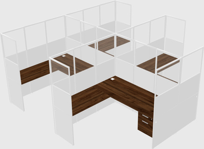 Shared l-shaped cubicle