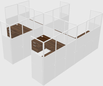 Shared l-shaped cubicle