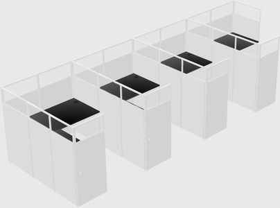 Shared l-shaped cubicle