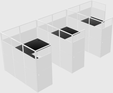 Shared l-shaped cubicle