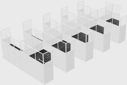 Shared l-shaped cubicle